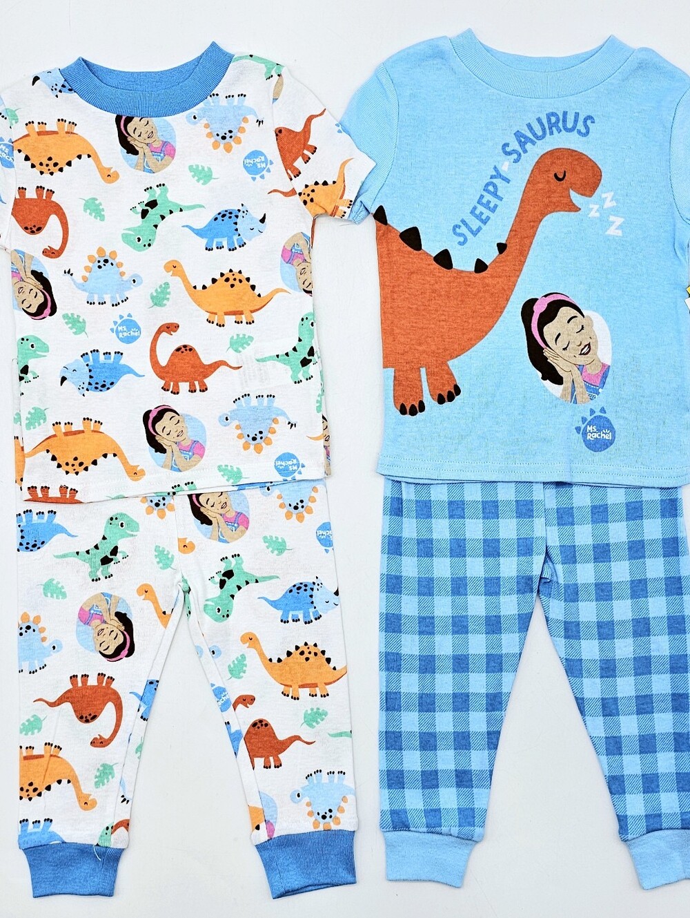 Ms. Rachel Kids Baby 12 Months Blue Dinosaur Pajama Set 4 Pieces Tops Pants NWT